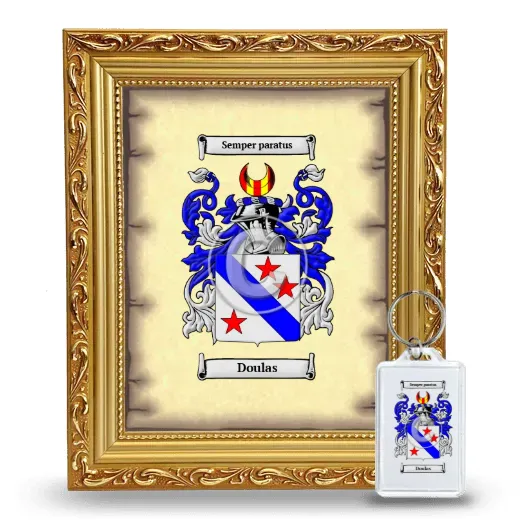 Doulas Framed Coat of Arms and Keychain - Gold