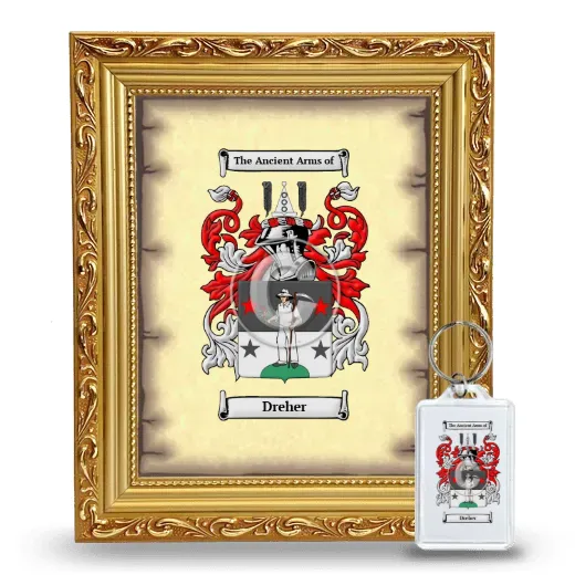Dreher Framed Coat of Arms and Keychain - Gold