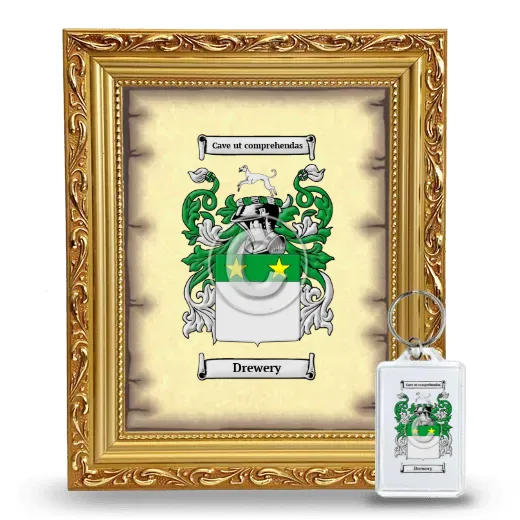 Drewery Framed Coat of Arms and Keychain - Gold