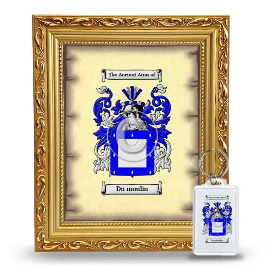 Du moulin Framed Coat of Arms and Keychain - Gold