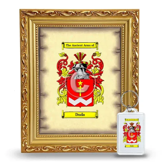 Duda Framed Coat of Arms and Keychain - Gold