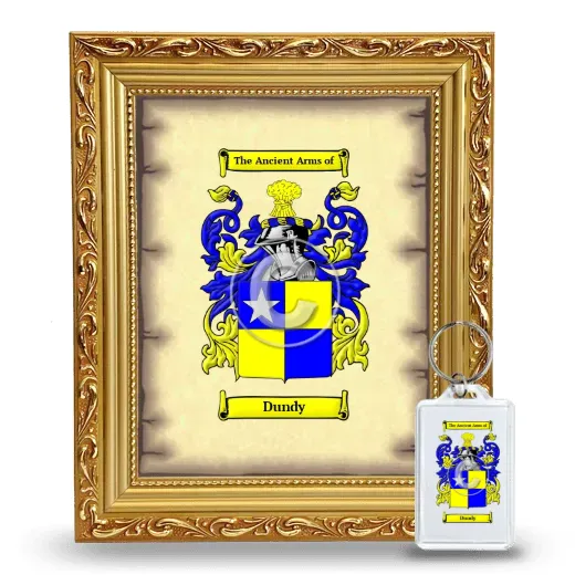 Dundy Framed Coat of Arms and Keychain - Gold