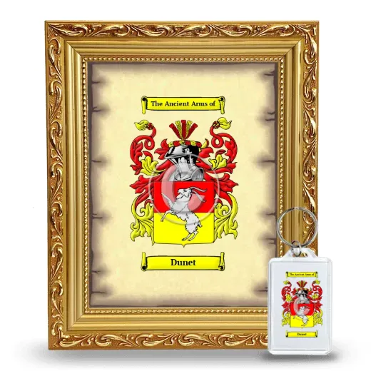 Dunet Framed Coat of Arms and Keychain - Gold