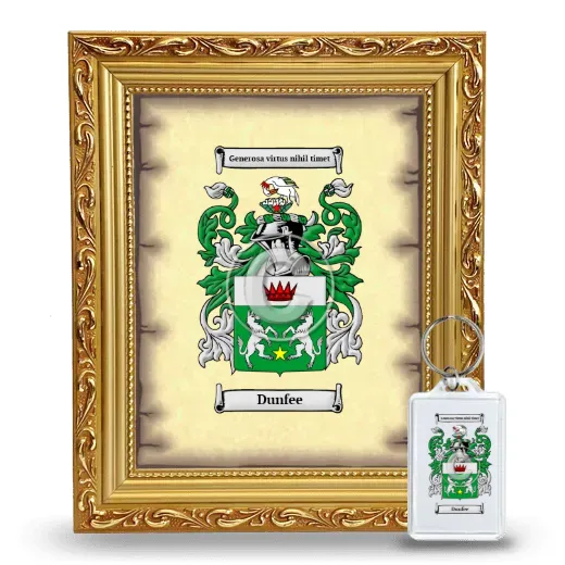 Dunfee Framed Coat of Arms and Keychain - Gold
