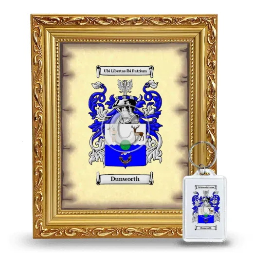 Dunworth Framed Coat of Arms and Keychain - Gold