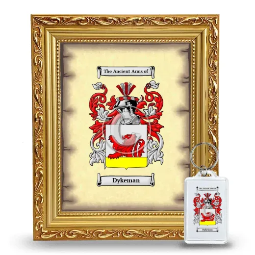 Dykeman Framed Coat of Arms and Keychain - Gold