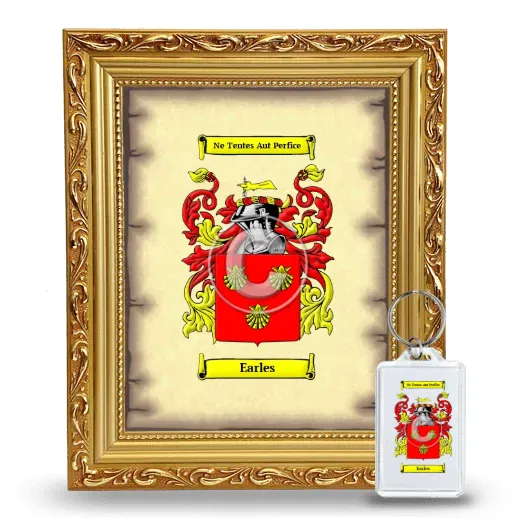 Earles Framed Coat of Arms and Keychain - Gold
