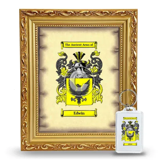 Edwin Framed Coat of Arms and Keychain - Gold