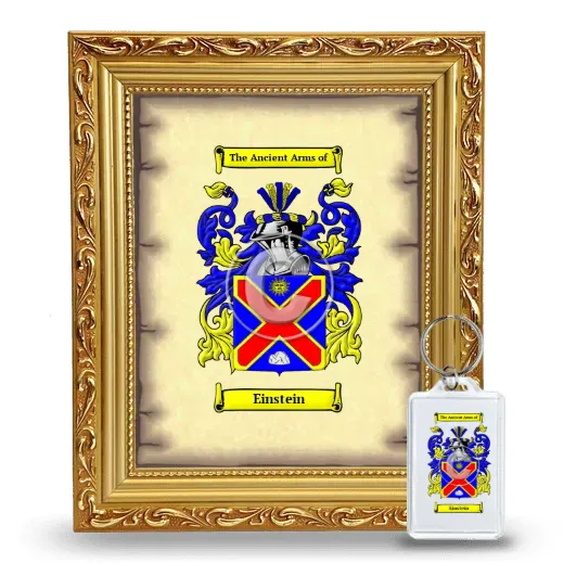 Einstein Framed Coat of Arms and Keychain - Gold