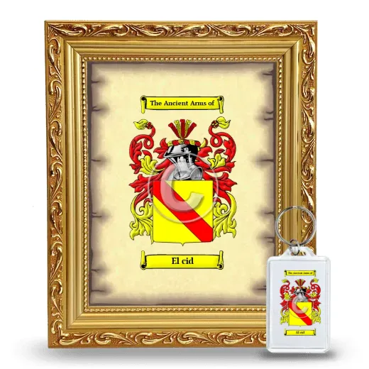 El cid Framed Coat of Arms and Keychain - Gold