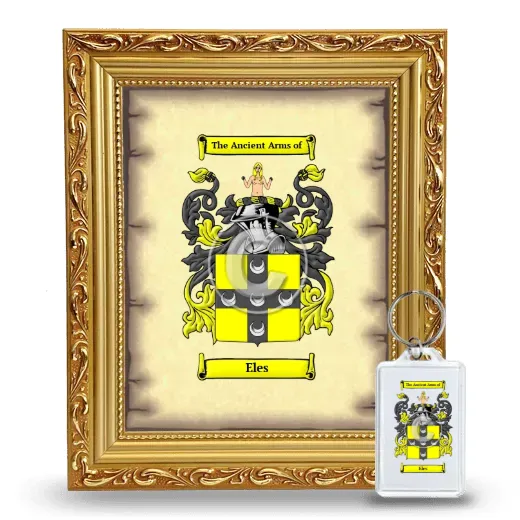 Eles Framed Coat of Arms and Keychain - Gold