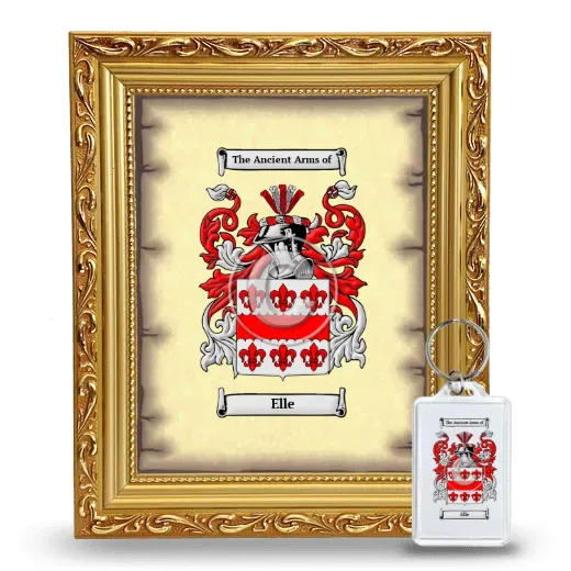 Elle Framed Coat of Arms and Keychain - Gold