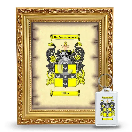 Elliss Framed Coat of Arms and Keychain - Gold