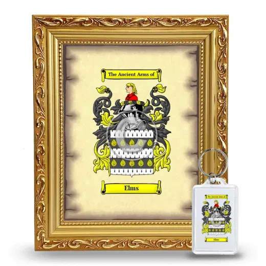 Elms Framed Coat of Arms and Keychain - Gold