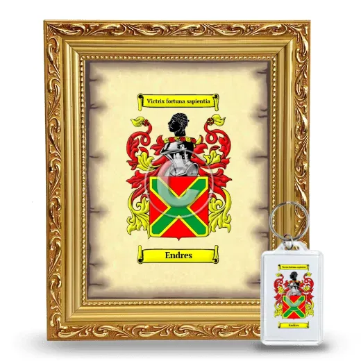 Endres Framed Coat of Arms and Keychain - Gold
