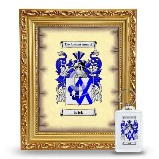 Erick Framed Coat of Arms and Keychain - Gold