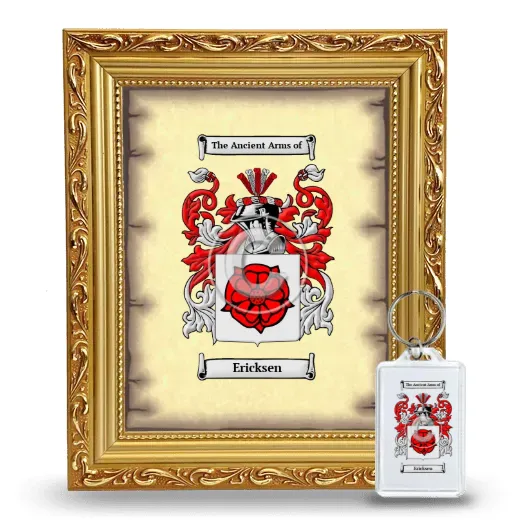 Ericksen Framed Coat of Arms and Keychain - Gold