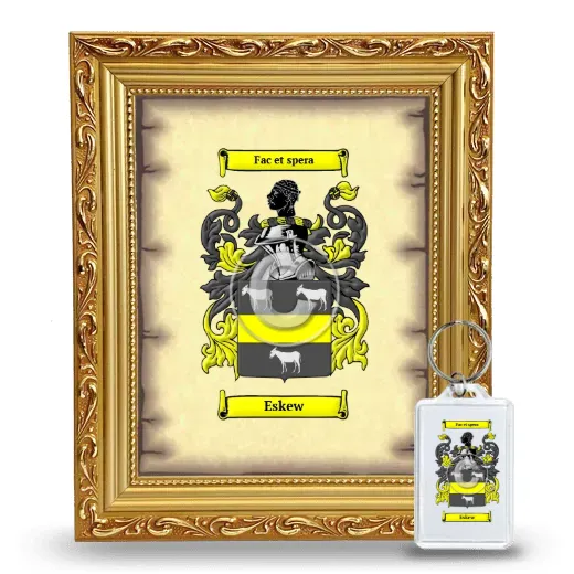 Eskew Framed Coat of Arms and Keychain - Gold