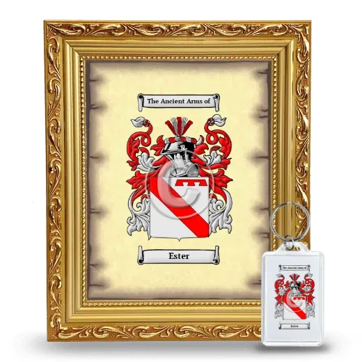 Ester Framed Coat of Arms and Keychain - Gold
