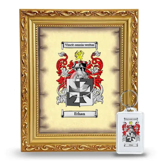 Ethan Framed Coat of Arms and Keychain - Gold