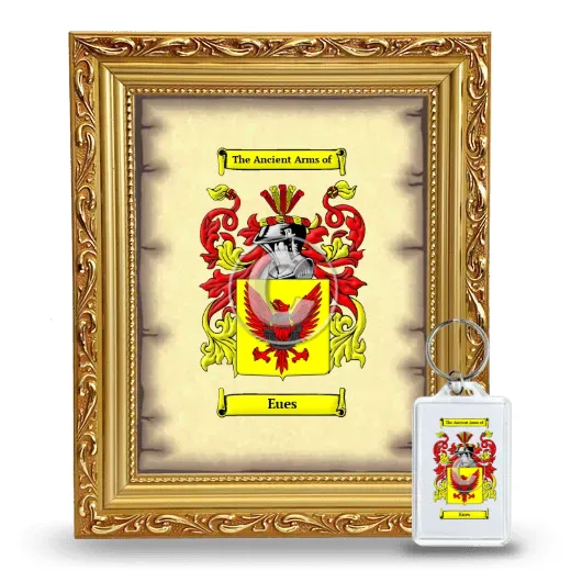 Eues Framed Coat of Arms and Keychain - Gold