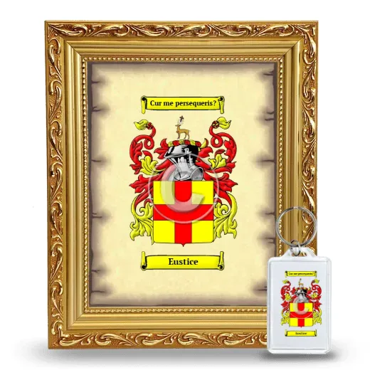 Eustice Framed Coat of Arms and Keychain - Gold