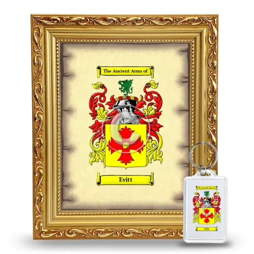 Evitt Framed Coat of Arms and Keychain - Gold