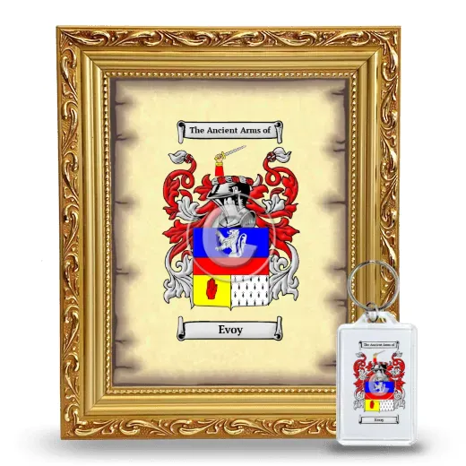 Evoy Framed Coat of Arms and Keychain - Gold