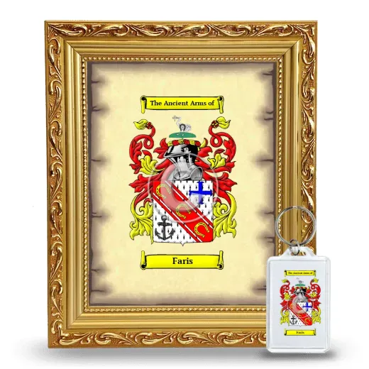 Faris Framed Coat of Arms and Keychain - Gold