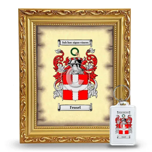Feasel Framed Coat of Arms and Keychain - Gold