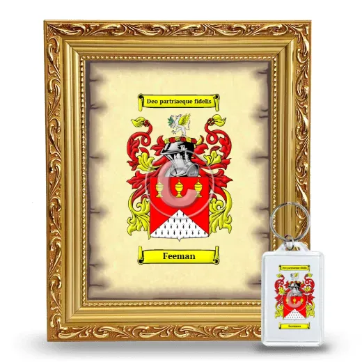 Feeman Framed Coat of Arms and Keychain - Gold