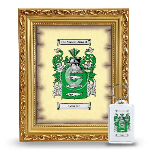 Fessler Framed Coat of Arms and Keychain - Gold