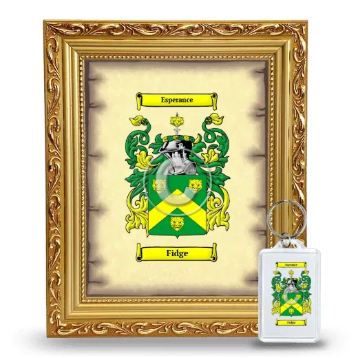 Fidge Framed Coat of Arms and Keychain - Gold