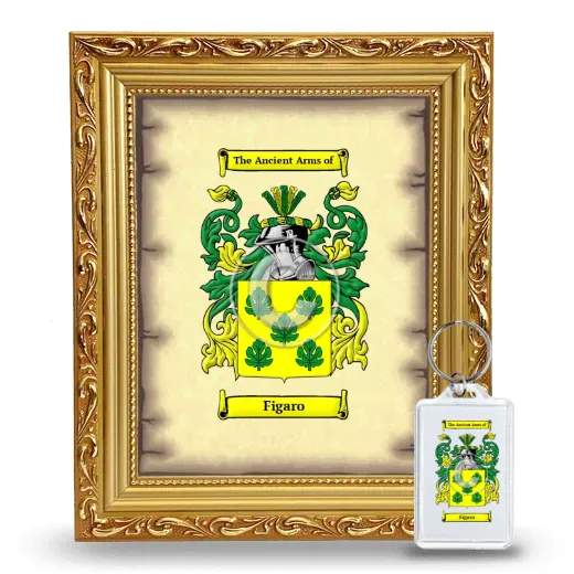 Figaro Framed Coat of Arms and Keychain - Gold