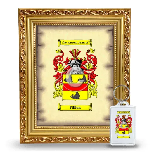 Fillion Framed Coat of Arms and Keychain - Gold