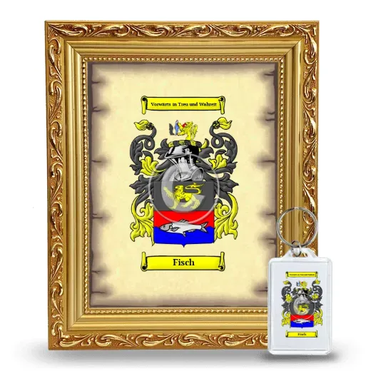 Fisch Framed Coat of Arms and Keychain - Gold