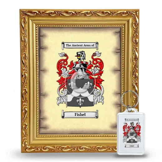 Fishel Framed Coat of Arms and Keychain - Gold