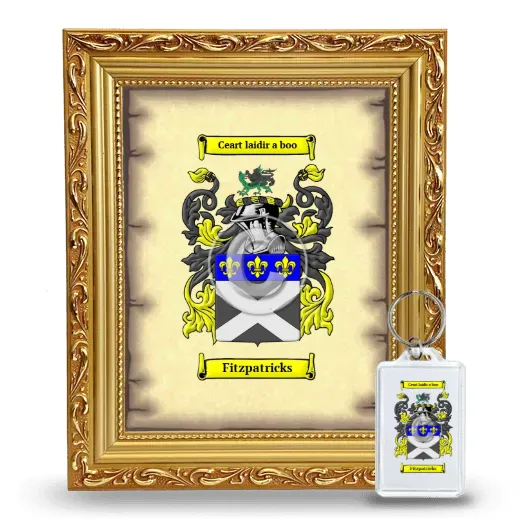 Fitzpatricks Framed Coat of Arms and Keychain - Gold