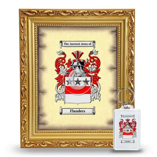 Flanders Framed Coat of Arms and Keychain - Gold
