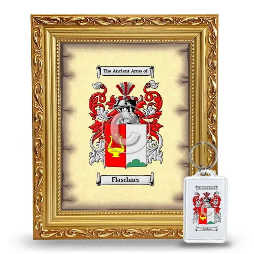 Flaschner Framed Coat of Arms and Keychain - Gold