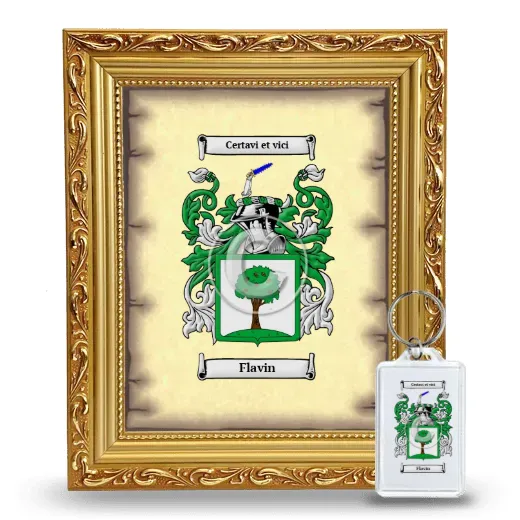 Flavin Framed Coat of Arms and Keychain - Gold