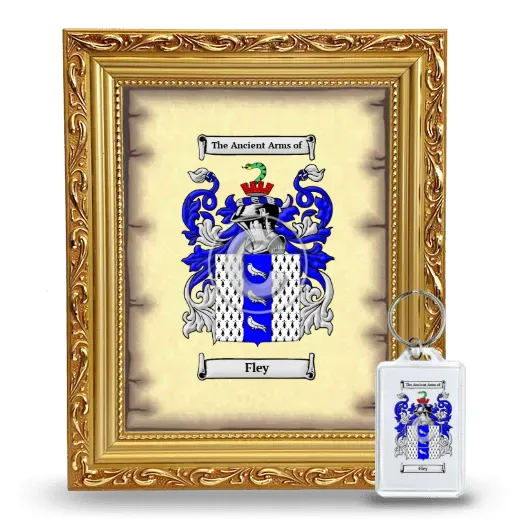 Fley Framed Coat of Arms and Keychain - Gold