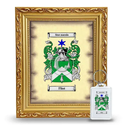 Flint Framed Coat of Arms and Keychain - Gold