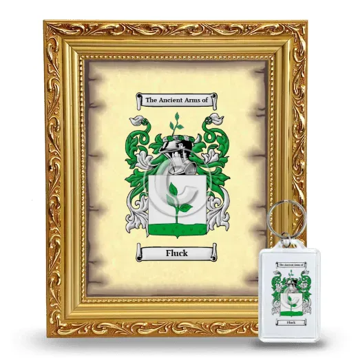 Fluck Framed Coat of Arms and Keychain - Gold