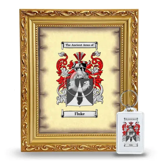 Fluke Framed Coat of Arms and Keychain - Gold
