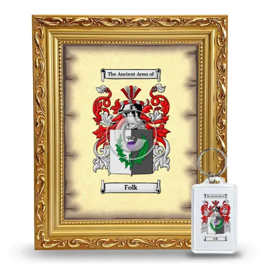 Folk Framed Coat of Arms and Keychain - Gold
