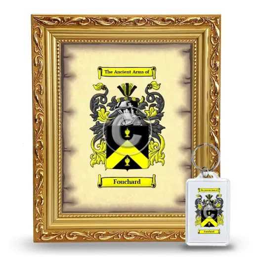 Fouchard Framed Coat of Arms and Keychain - Gold