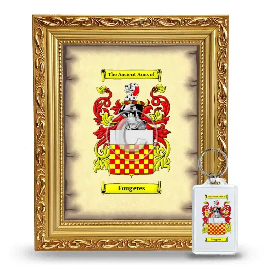 Fougeres Framed Coat of Arms and Keychain - Gold