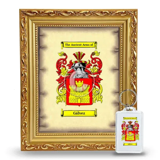 Gálvez Framed Coat of Arms and Keychain - Gold