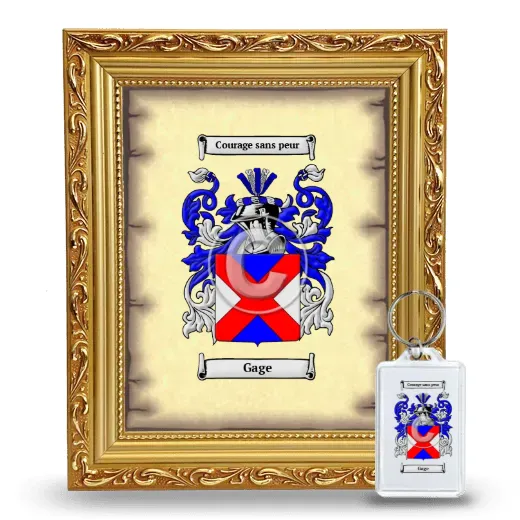 Gage Framed Coat of Arms and Keychain - Gold